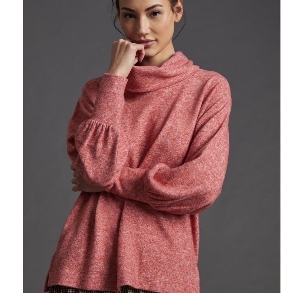 Anthropologie Maeve Turtleneck Lightweight Sweater Loose Fit Long Sleeve Pink XS
